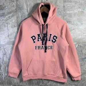 Embroidered Paris France Pink  hoodie Woman's Large tourist #ParisianChic
